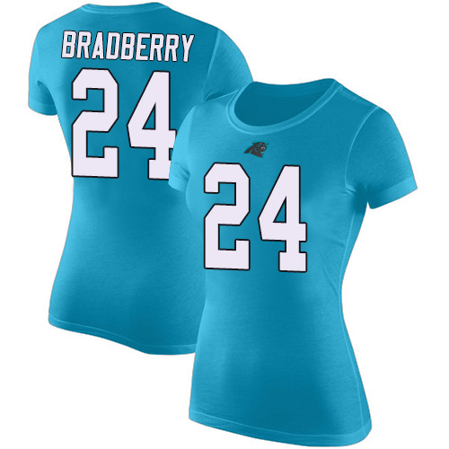 Carolina Panthers Blue Women James Bradberry Rush Pride Name and Number NFL Football #24 T Shirt->nfl t-shirts->Sports Accessory